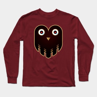 Black Owl Face Curious Look Long Sleeve T-Shirt